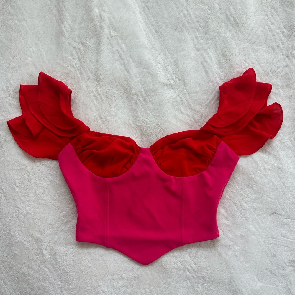 Forever 21 Pink Ruffled Bustier Bodysuit